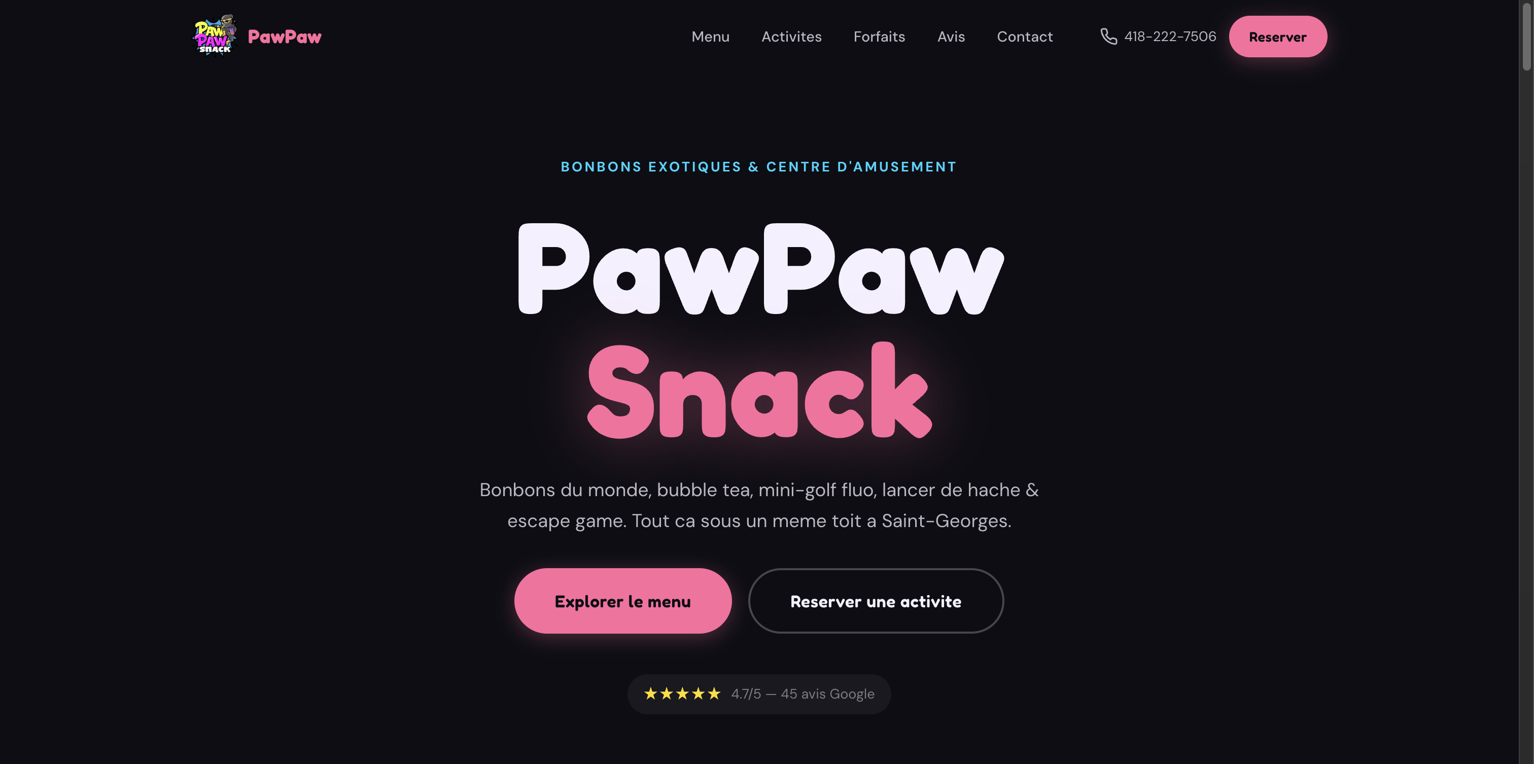 Site PawPaw Snack par NEXORYA
