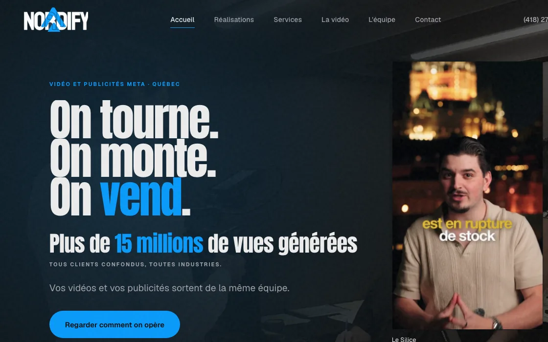 Accueil de Nordify Marketing : contenu vid&eacute;o, publicit&eacute;s et r&eacute;alisations